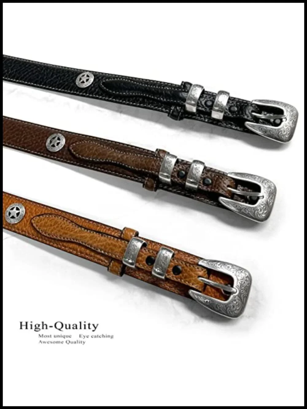 Genuine Leather Western Ranger Belt Tapered 35mm to 19mm